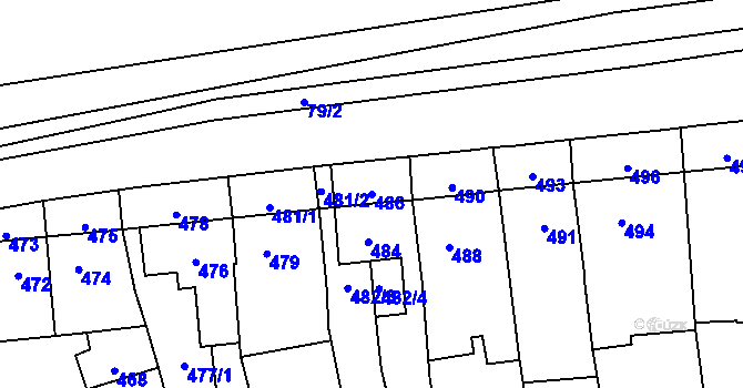 Parcela st. 486 v KÚ Dubí u Kladna, Katastrální mapa