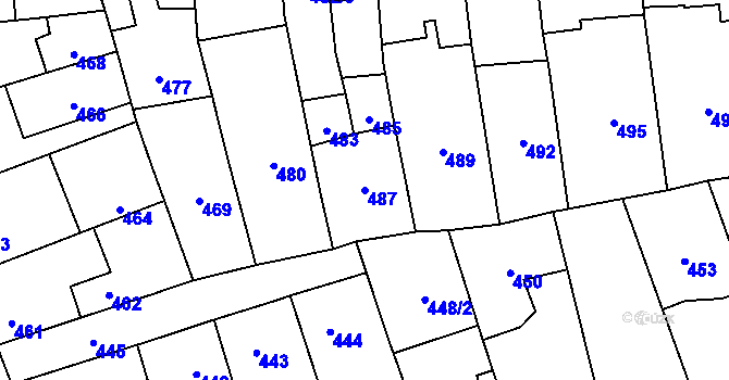 Parcela st. 487 v KÚ Dubí u Kladna, Katastrální mapa