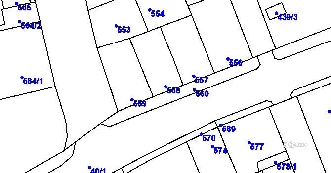 Parcela st. 558 v KÚ Dubí u Kladna, Katastrální mapa