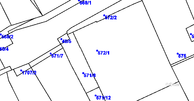 Parcela st. 572/1 v KÚ Dubí u Kladna, Katastrální mapa