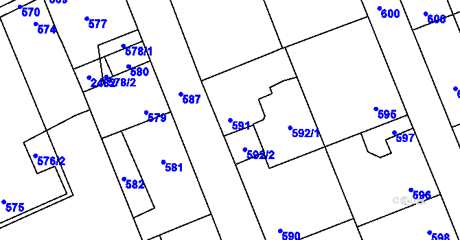 Parcela st. 591 v KÚ Dubí u Kladna, Katastrální mapa