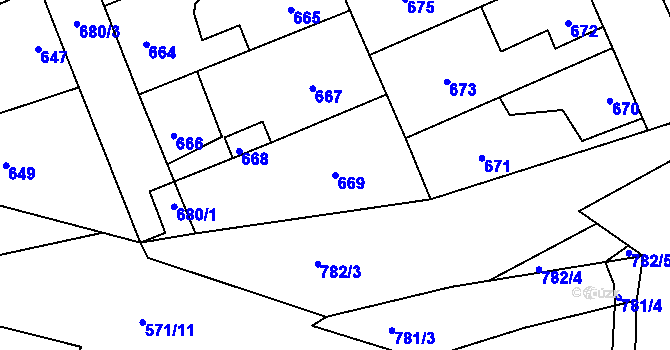 Parcela st. 669 v KÚ Dubí u Kladna, Katastrální mapa