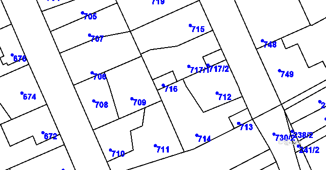 Parcela st. 716 v KÚ Dubí u Kladna, Katastrální mapa