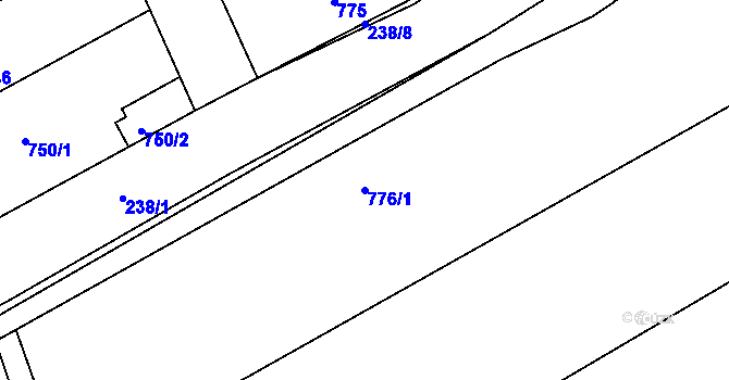 Parcela st. 776/1 v KÚ Dubí u Kladna, Katastrální mapa