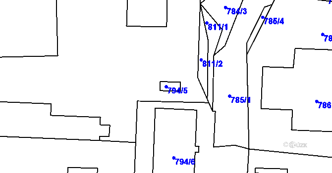 Parcela st. 794/5 v KÚ Dubí u Kladna, Katastrální mapa