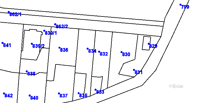 Parcela st. 832 v KÚ Dubí u Kladna, Katastrální mapa