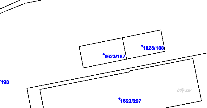 Parcela st. 1623/187 v KÚ Dubí u Kladna, Katastrální mapa