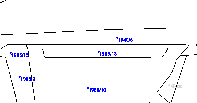 Parcela st. 1955/13 v KÚ Dubí u Kladna, Katastrální mapa
