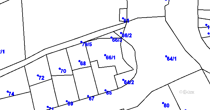 Parcela st. 66/1 v KÚ Dubí u Kladna, Katastrální mapa