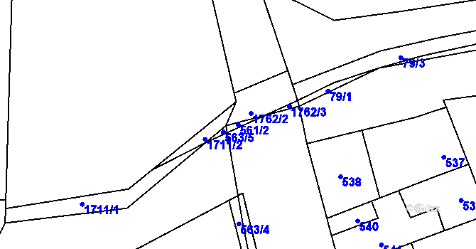 Parcela st. 561/2 v KÚ Dubí u Kladna, Katastrální mapa