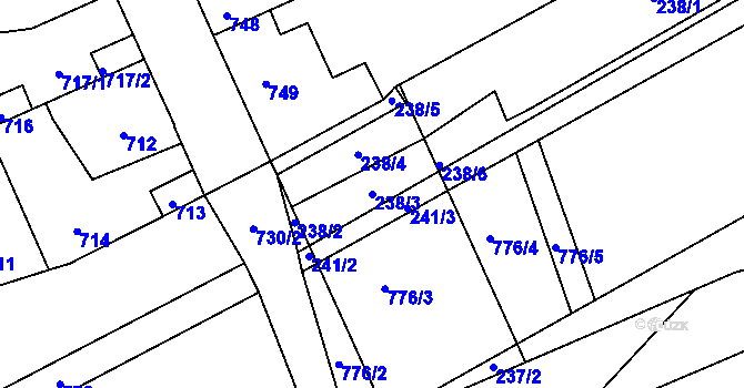 Parcela st. 238/3 v KÚ Dubí u Kladna, Katastrální mapa