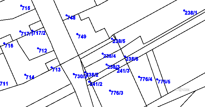 Parcela st. 238/4 v KÚ Dubí u Kladna, Katastrální mapa