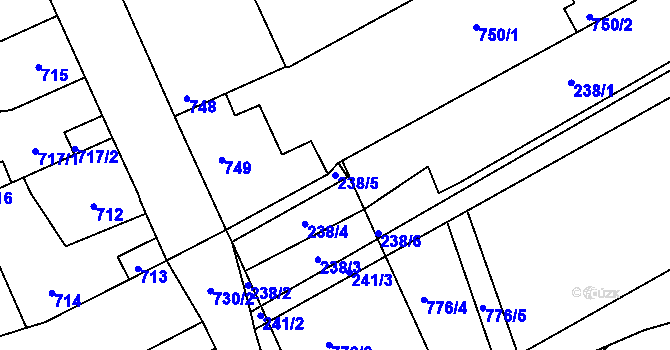 Parcela st. 238/5 v KÚ Dubí u Kladna, Katastrální mapa