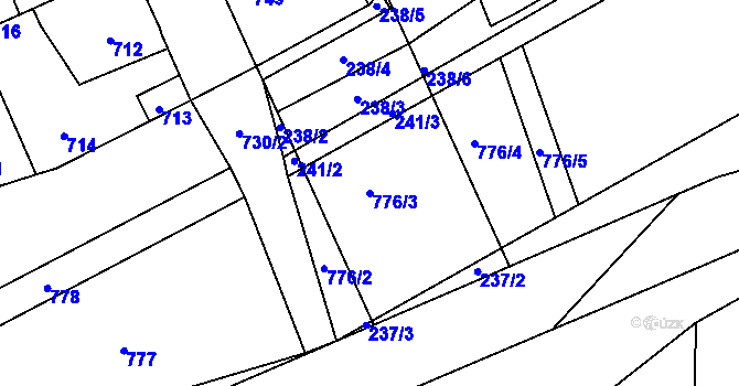 Parcela st. 776/3 v KÚ Dubí u Kladna, Katastrální mapa
