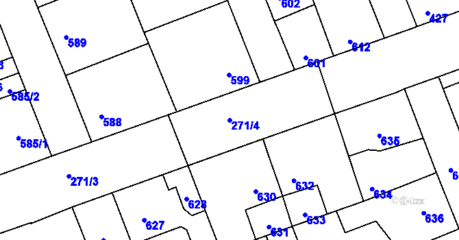 Parcela st. 271/4 v KÚ Dubí u Kladna, Katastrální mapa