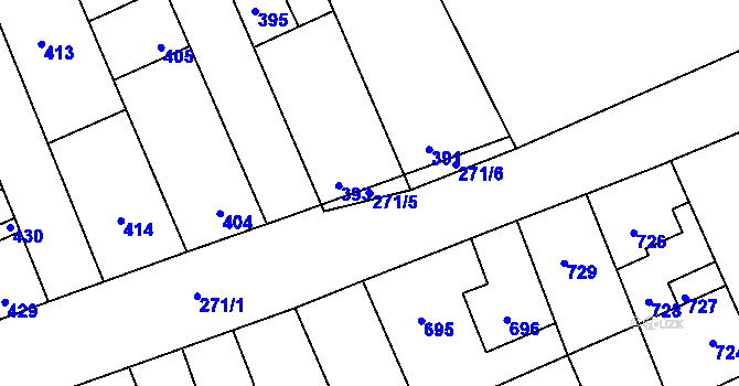 Parcela st. 271/5 v KÚ Dubí u Kladna, Katastrální mapa