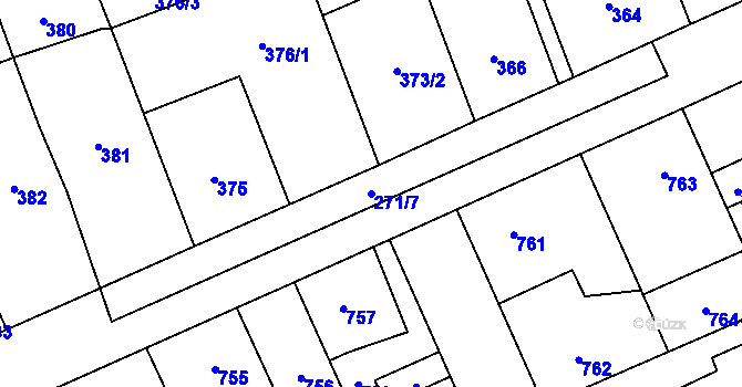 Parcela st. 271/7 v KÚ Dubí u Kladna, Katastrální mapa