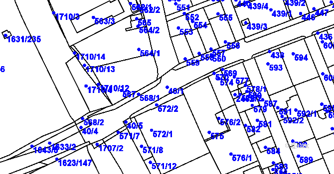 Parcela st. 40/1 v KÚ Dubí u Kladna, Katastrální mapa