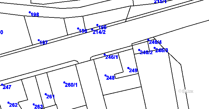 Parcela st. 246/1 v KÚ Dubí u Kladna, Katastrální mapa