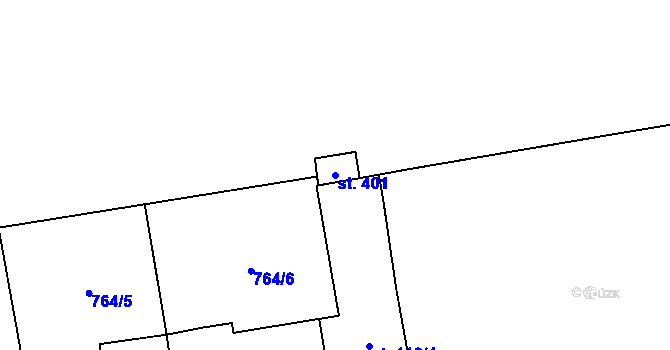 Parcela st. 401 v KÚ Vrapice, Katastrální mapa