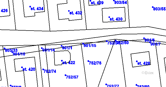Parcela st. 901/15 v KÚ Vrapice, Katastrální mapa