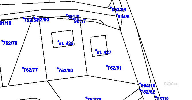 Parcela st. 427 v KÚ Vrapice, Katastrální mapa