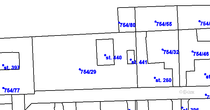 Parcela st. 440 v KÚ Vrapice, Katastrální mapa