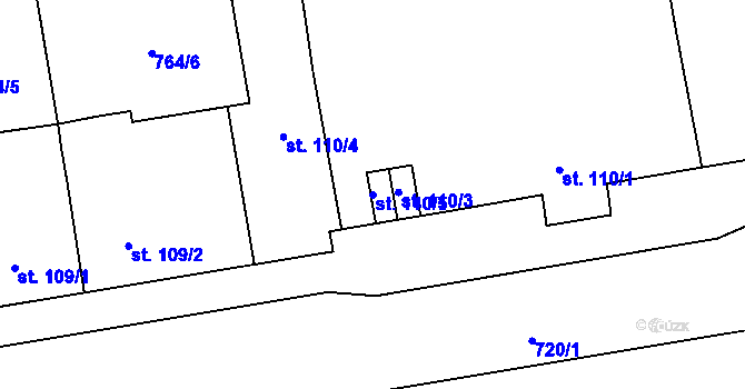 Parcela st. 110/5 v KÚ Vrapice, Katastrální mapa