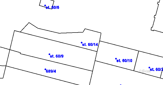 Parcela st. 60/14 v KÚ Vrapice, Katastrální mapa