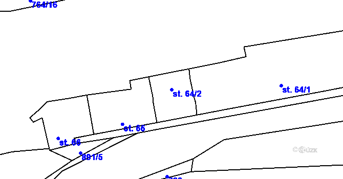 Parcela st. 64/2 v KÚ Vrapice, Katastrální mapa