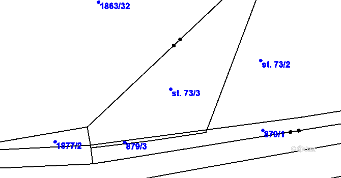 Parcela st. 73/3 v KÚ Vrapice, Katastrální mapa