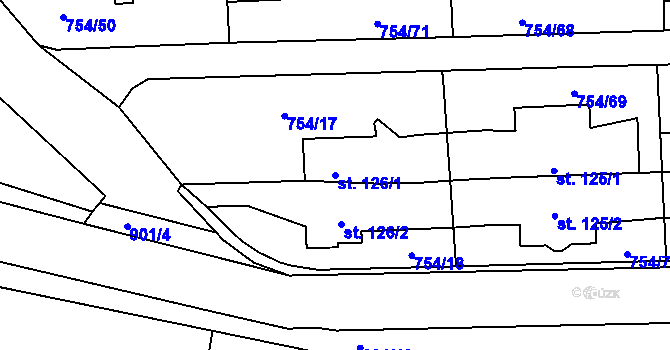 Parcela st. 126/1 v KÚ Vrapice, Katastrální mapa