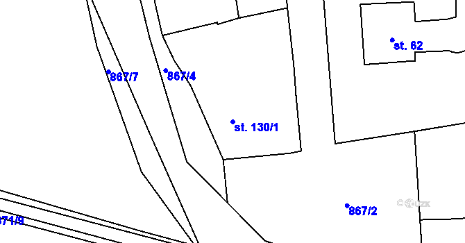 Parcela st. 130/1 v KÚ Vrapice, Katastrální mapa