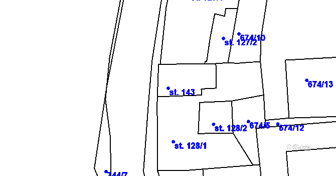 Parcela st. 143 v KÚ Vrapice, Katastrální mapa
