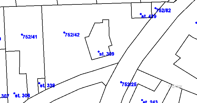 Parcela st. 309 v KÚ Vrapice, Katastrální mapa