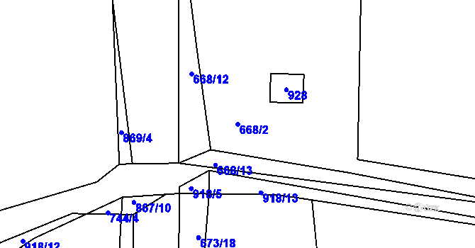 Parcela st. 668/2 v KÚ Vrapice, Katastrální mapa