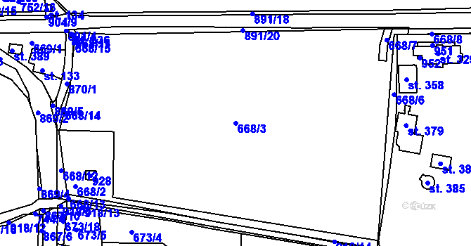 Parcela st. 668/3 v KÚ Vrapice, Katastrální mapa