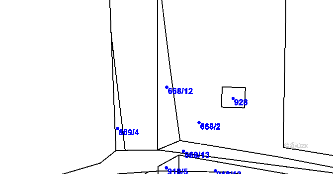 Parcela st. 668/12 v KÚ Vrapice, Katastrální mapa