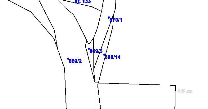 Parcela st. 668/14 v KÚ Vrapice, Katastrální mapa