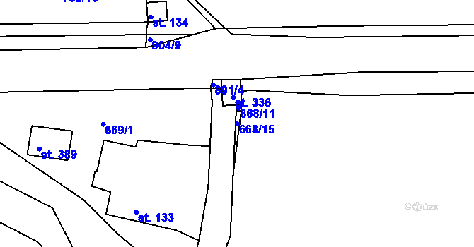 Parcela st. 668/15 v KÚ Vrapice, Katastrální mapa