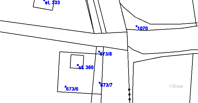 Parcela st. 673/8 v KÚ Vrapice, Katastrální mapa