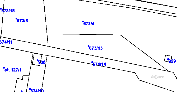 Parcela st. 673/13 v KÚ Vrapice, Katastrální mapa
