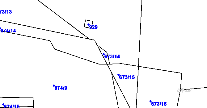 Parcela st. 673/14 v KÚ Vrapice, Katastrální mapa