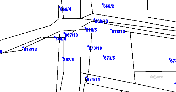 Parcela st. 673/18 v KÚ Vrapice, Katastrální mapa