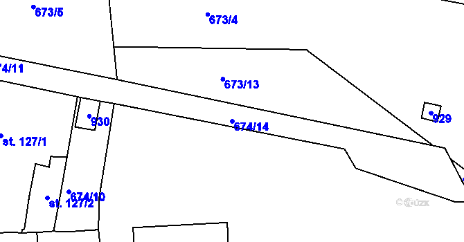 Parcela st. 674/14 v KÚ Vrapice, Katastrální mapa