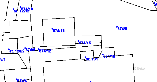 Parcela st. 674/15 v KÚ Vrapice, Katastrální mapa