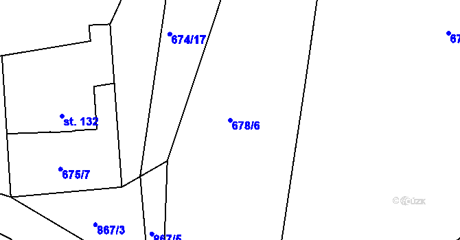 Parcela st. 678/6 v KÚ Vrapice, Katastrální mapa