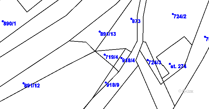 Parcela st. 719/4 v KÚ Vrapice, Katastrální mapa
