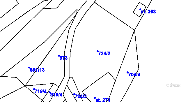 Parcela st. 724/2 v KÚ Vrapice, Katastrální mapa