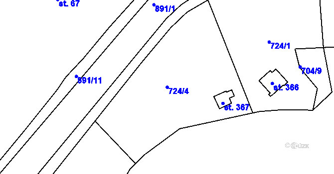 Parcela st. 724/4 v KÚ Vrapice, Katastrální mapa